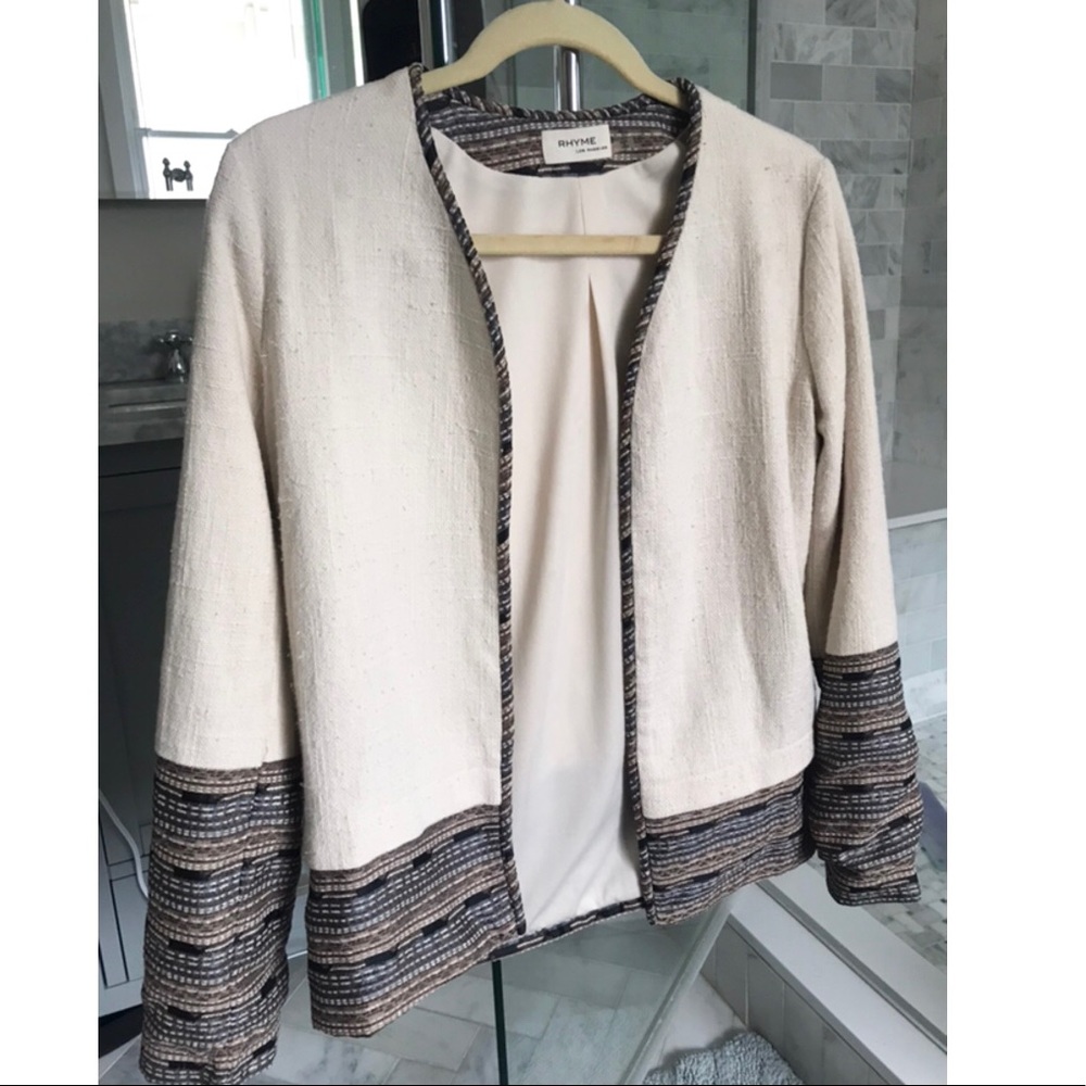 RHYME Tan blazer with colorful trim
